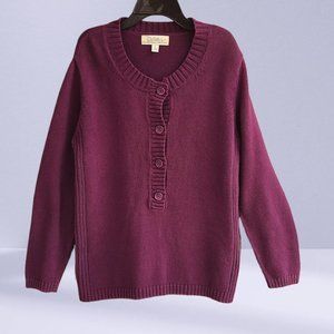 Cabela's Women's Purple 3/4 Button Long Sleeve Pullover Sweater Size L